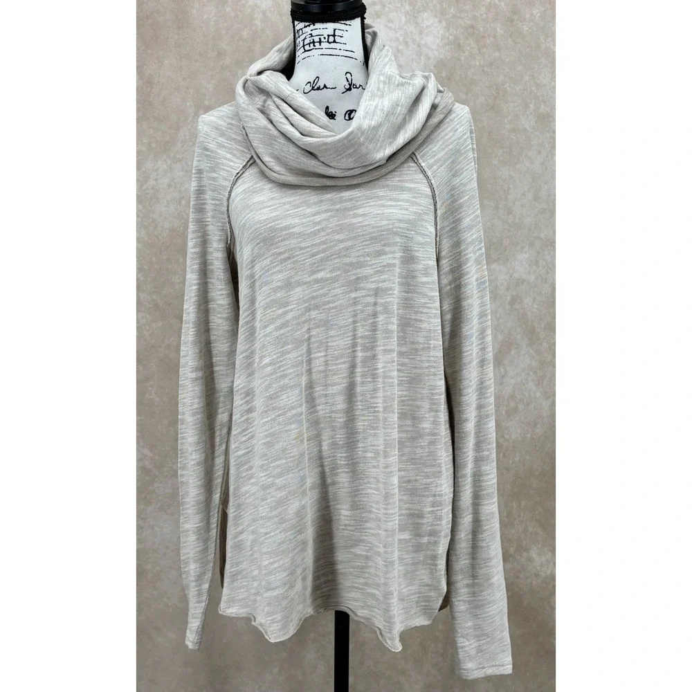 Free People Beach Cocoon Tunic Top O/S Beige Cowl Neck Slouchy Boho Oversized‎
